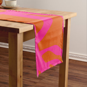 Caminho De Mesa Pequeno Meio século Moderno Linhas Abstrato Laranja E Rosa