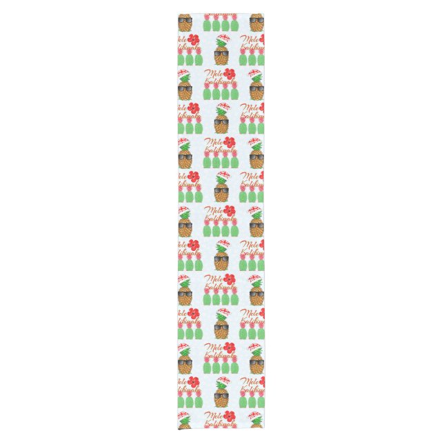 Caminho De Mesa Pequeno Mele Kalikimaka Hawaiian Pineapple Feliz Natal (Frente)