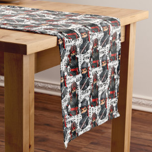 Caminho De Mesa Pequeno Meninas Ninja Anime Com Design De Padrão De Texto