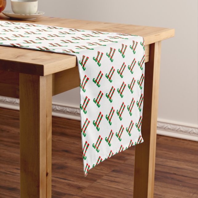 Caminho De Mesa Pequeno Mesa de natal com impressão de pés de elfo bonitos (No Local)
