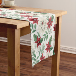 Caminho De Mesa Pequeno Mesa de Natal da Poinsettia Vermelha e Branca