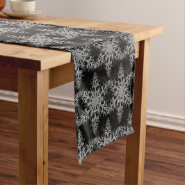 Caminho De Mesa Pequeno Mesa Negra Natal e Floco de Neve