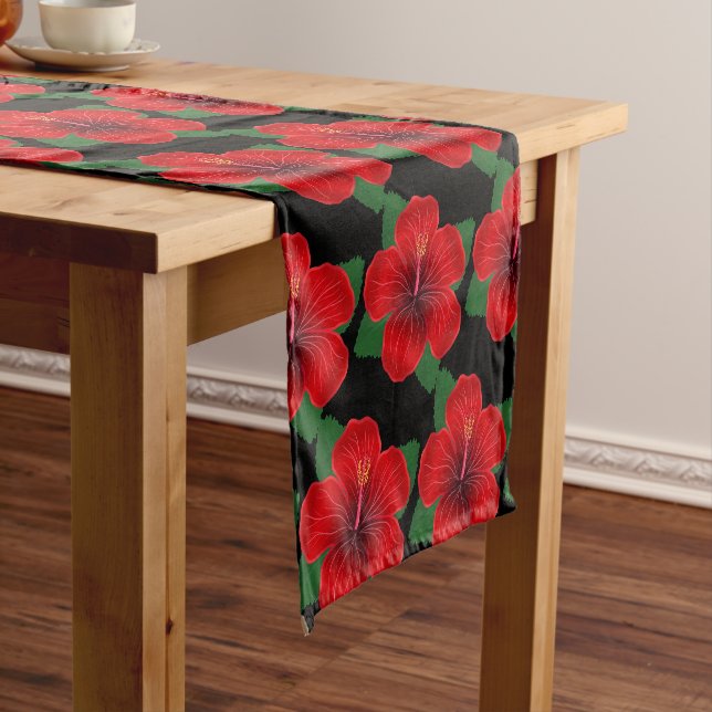 Caminho De Mesa Pequeno Mesa Runner-Red Hibiscus Mesa Runner (No Local)