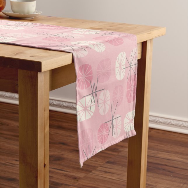 Caminho De Mesa Pequeno Midcentury Pattern Oblongs Pink Vanilla (No Local)