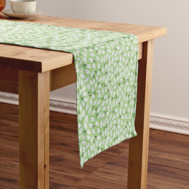 Caminho De Mesa Pequeno Mint Green Leafy Design (No Local)
