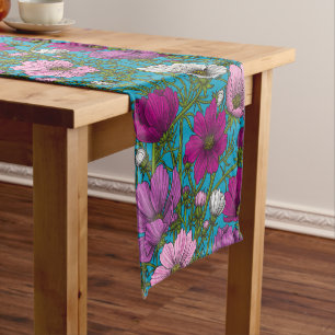 Caminho De Mesa Pequeno Mistura Cosmos em azul
