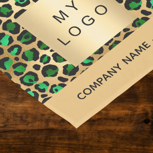 Caminho De Mesa Pequeno Modelo Leopardo Logotipo verde do negócio do ouro