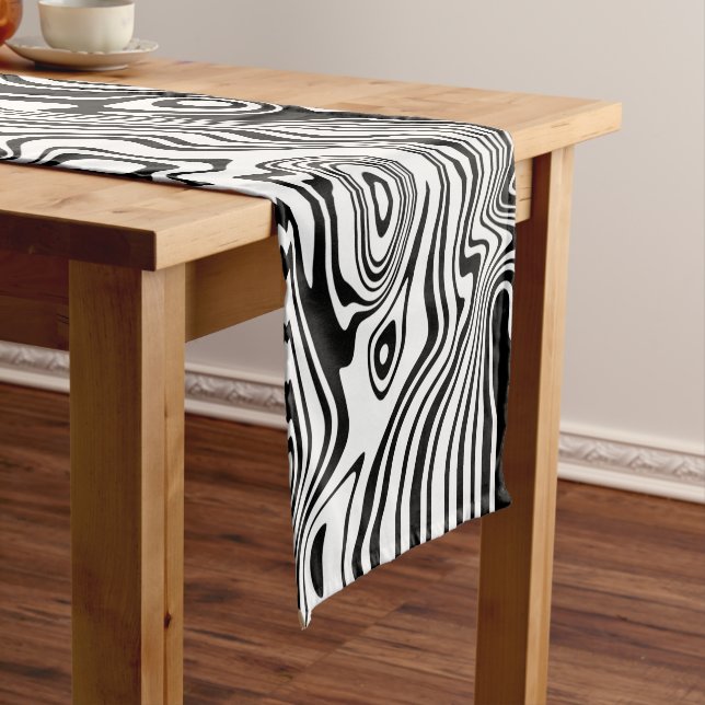 Caminho De Mesa Pequeno Modern Boho Black and White Pattern Strips Animal (No Local)
