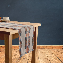 Caminho De Mesa Pequeno Moderno Denim Bege e Ferrugem