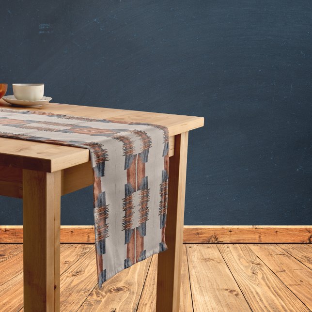 Caminho De Mesa Pequeno Moderno Denim Bege e Ferrugem  (Criador carregado)