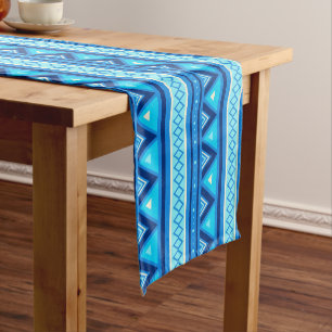 Caminho De Mesa Pequeno Moderno Sudoeste Geométrico, Azul e Turquesa