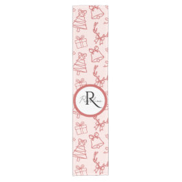 Caminho De Mesa Pequeno Monograma branco rosa