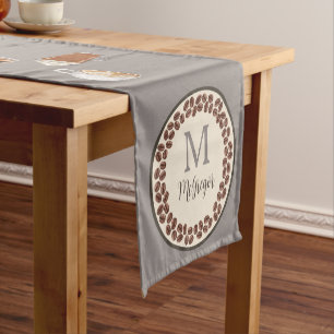 Caminho De Mesa Pequeno Monograma Café Lover Light Brown