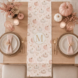 Caminho De Mesa Pequeno Monograma de Abóbora Pastel – Inicial Personalizad