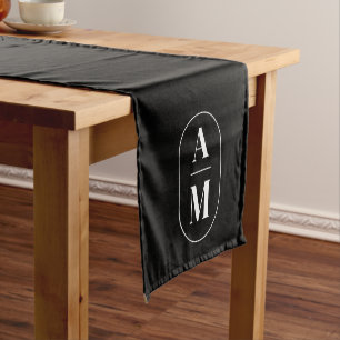 Caminho De Mesa Pequeno Monograma de Pill Moderno Minimalista - Preto Bran