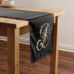 Caminho De Mesa Pequeno Monograma Dourado do Ornamentado Vintage D