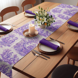 Caminho De Mesa Pequeno Monograma elegante, toile de jouy, roxo