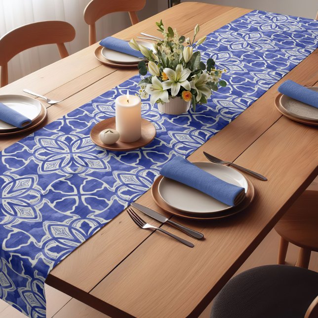 Caminho De Mesa Pequeno Monograma inicial de cinzas azul-na moda (Criador carregado)