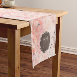 Caminho De Mesa Pequeno Monograma Mármore Rosa Elegante