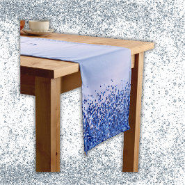 Caminho De Mesa Pequeno Monograma Simples Azul Brutado de Metal e Largura