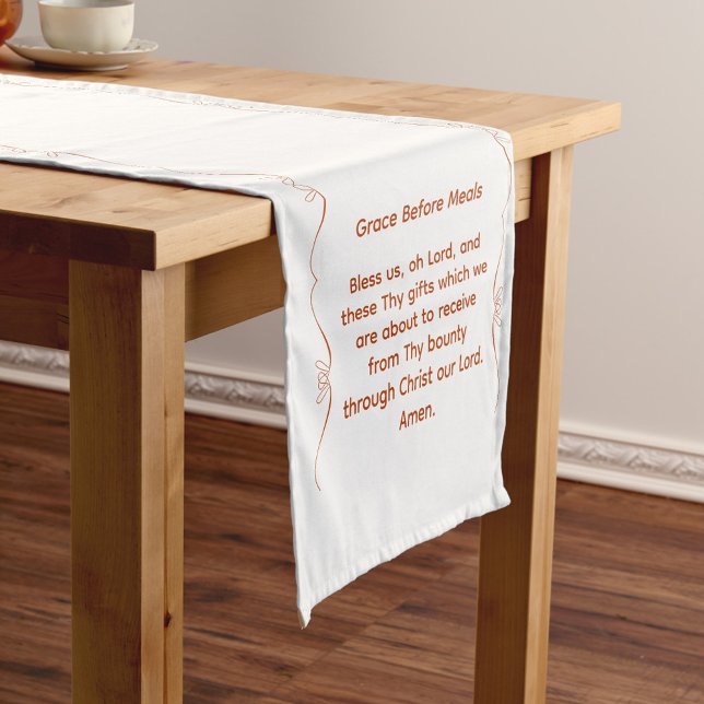 Caminho De Mesa Pequeno Monogramado com Bênção Católica (Criador carregado)