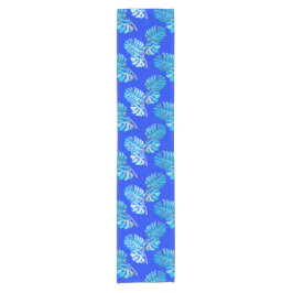 Caminho De Mesa Pequeno Monstera Brisa Azul Cobalto