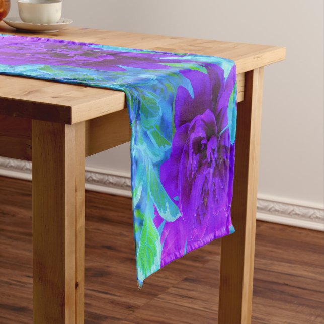 Caminho De Mesa Pequeno Moody Purple Peony com uma bela Folhagem (No Local)