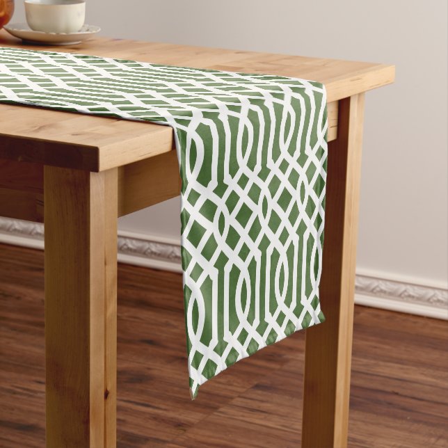 Caminho De Mesa Pequeno Moss Green Trellis (No Local)