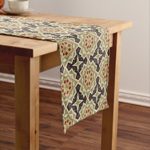 Caminho De Mesa Pequeno Mostarda Ocre Amarelo Verde Oliva Preto Arte Triba