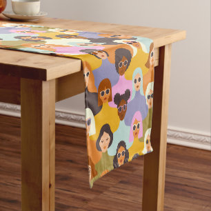 Caminho De Mesa Pequeno Mulheres Retro do Padrão Mundial