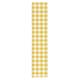 Caminho De Mesa Pequeno Mustard Yellow Plaid Gingham Retro Table Runner