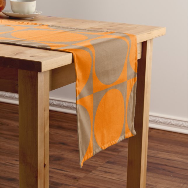 Caminho De Mesa Pequeno Na moda Brown&Orange Squares&Círculos Design (No Local)