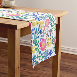 Caminho De Mesa Pequeno Na moda cor-de-rosa flores pintadas à mão design