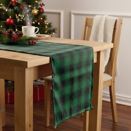 Caminho De Mesa Pequeno Na moda Verde e Xadrez Negra de Tartan