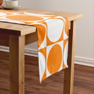 Caminho De Mesa Pequeno Na moda White&Orange Squares&Círculos Design