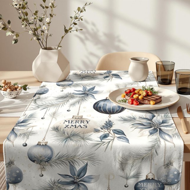 Caminho De Mesa Pequeno Natal Azul e Dourado sofisticado (Criador carregado)
