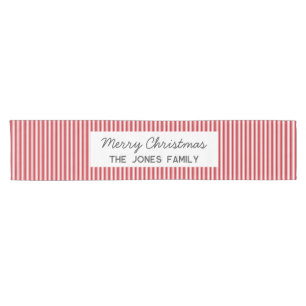 Caminho De Mesa Pequeno Natal da família vermelha listrada personalizada