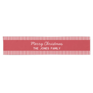 Caminho De Mesa Pequeno Natal da família vermelha listrada personalizada