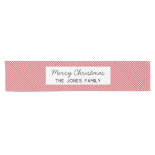 Caminho De Mesa Pequeno Natal da família vermelha listrada personalizada