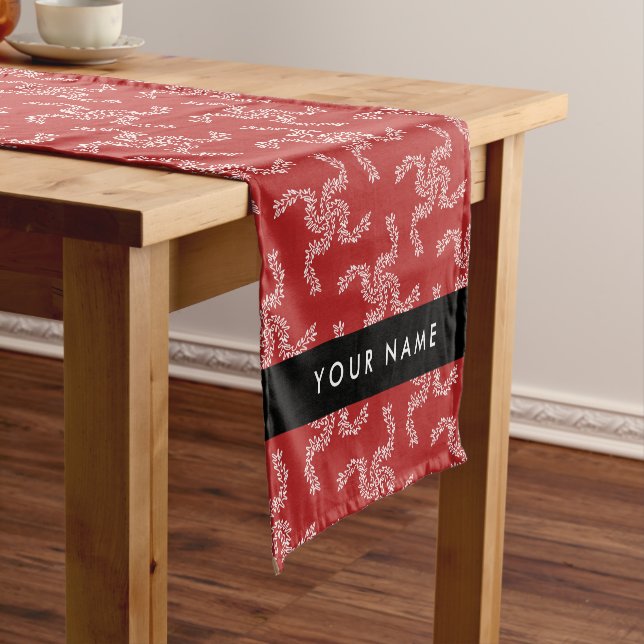 Caminho De Mesa Pequeno Natal Garland, Red, Seu nome, Personalize (No Local)