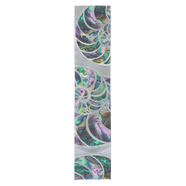 Caminho De Mesa Pequeno Nautilus Shell Abalone e Pearl (Frente)