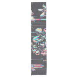 Caminho De Mesa Pequeno Neon Sakura Glitch – Futuristisches Blumenmuster