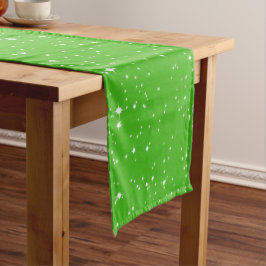 Caminho De Mesa Pequeno Neve simples e estrelas em verde ou cor