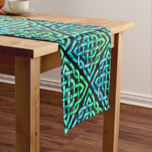 Caminho De Mesa Pequeno Nó Céltico - Mesa Azul Diamante Verde