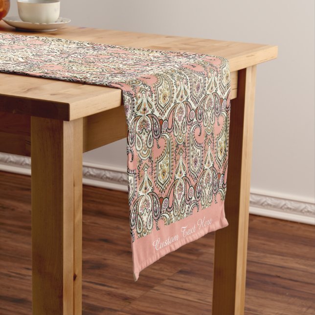 Caminho De Mesa Pequeno Nome Personalizado do Design do Motif Rosa Exótico (No Local)