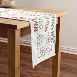 Caminho De Mesa Pequeno Nomes de Natal e Ornamentos Mesa Branca