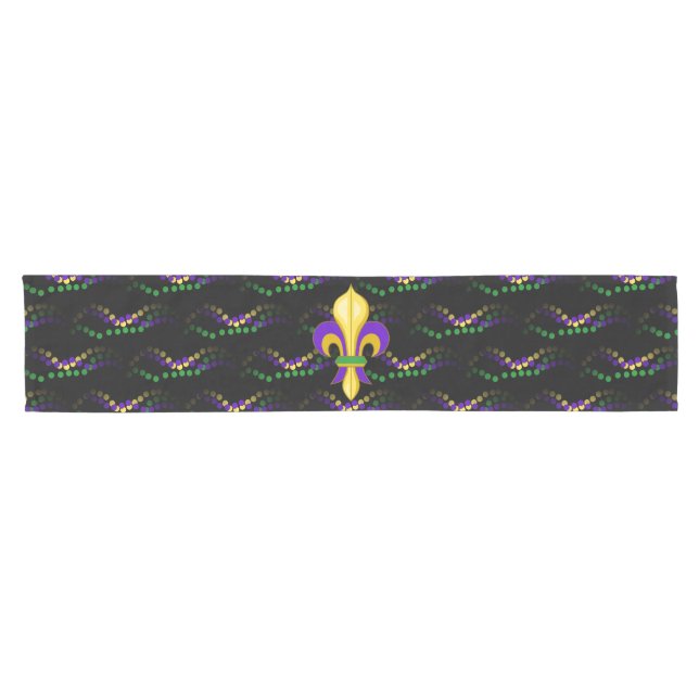 Caminho De Mesa Pequeno O carnaval da flor de lis perla o corredor preto (Horizontal)