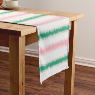 Caminho De Mesa Pequeno O ikat verde cor-de-rosa textured moderno listra o
