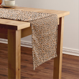 Caminho De Mesa Pequeno Orange and Brown Leopard Print