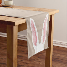 Caminho De Mesa Pequeno Orelhas de Coelho de Páscoa Brancas em Aquarela em